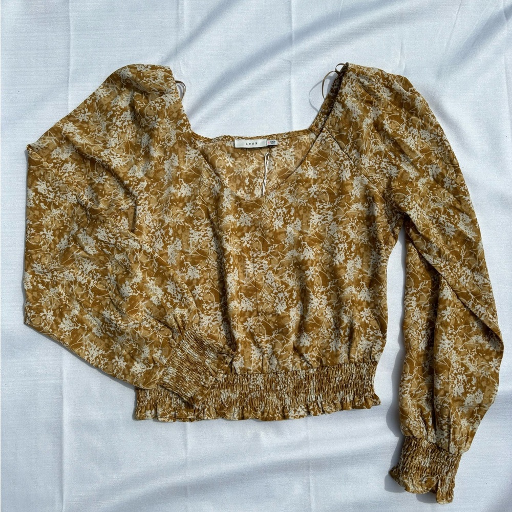 Yellow floral long sleeve top nwt
